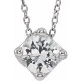14K White Sapphire Solitaire 16-18 Necklace photo