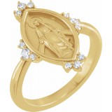 14K Yellow 1/5 CTW Diamond Miraculous Medal Ring photo