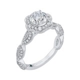 Shah Luxury Round Diamond Engagement Ring In 14K White Gold (Semi-Mount) photo 2