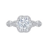 Shah Luxury Round Diamond Engagement Ring In 14K White Gold (Semi-Mount) photo