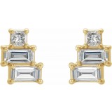 14K Yellow 1/4 CTW Diamond Geometric Cluster Earrings photo 2