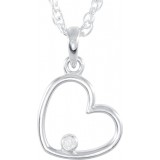 14K White .015 CTW Diamond Heart 18 Necklace photo