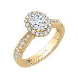 Shah Luxury 14K Yellow Gold Oval Diamond Halo Engagement Ring (Semi-Mount) photo 2
