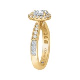 Shah Luxury 14K Yellow Gold Oval Diamond Halo Engagement Ring (Semi-Mount) photo 3