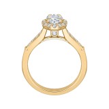 Shah Luxury 14K Yellow Gold Oval Diamond Halo Engagement Ring (Semi-Mount) photo 4