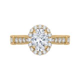 Shah Luxury 14K Yellow Gold Oval Diamond Halo Engagement Ring (Semi-Mount) photo
