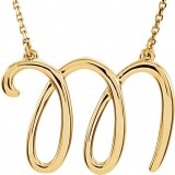 14K Yellow Script Initial M 16 Necklace photo