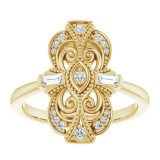 14K Yellow 1/6 CTW Diamond Vintage-Inspired Ring photo 3