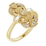 14K Yellow 1/6 CTW Diamond Vintage-Inspired Ring photo