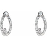 14K White 1/3 CTW Diamond J-Hoop Earrings photo 2