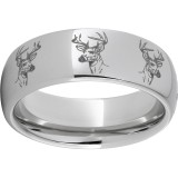 Serinium Domed Band with Deer Head Laser Engraving photo