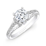 18k White Gold Prong and Bezel Round Diamond Engagement Ring photo