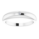 14K White .03 CT Diamond Petite Dome Ring photo 3