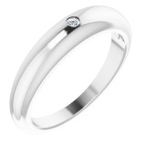 14K White .03 CT Diamond Petite Dome Ring photo