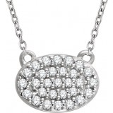 14K White 1/5 CTW Diamond Oval Cluster 16-18 Necklace photo