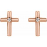 14K Rose .01 CTW Diamond Cross Earrings photo 2