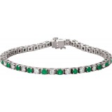 Platinum Emerald & 2 1/3 CTW Diamond Line 7  Bracelet photo