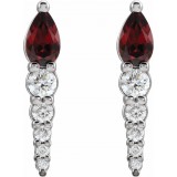 14K White Mozambique Garnet & 1/4 CTW Diamond Earrings photo 2