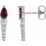 14K White Mozambique Garnet & 1/4 CTW Diamond Earrings photo