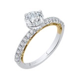 Shah Luxury 14K Two-Tone Gold Round Diamond Engagement Ring (Semi-Mount) photo 2