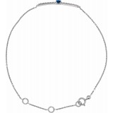 14K White Blue Sapphire & .07 CTW Diamond Bar 5-7 Bracelet photo 2