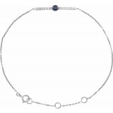 14K White Blue Sapphire & .07 CTW Diamond Bar 5-7 Bracelet photo