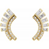 14K Yellow 1/3 CTW Diamond Curved Fan Earrings photo 2