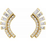 14K Yellow 1/3 CTW Diamond Curved Fan Earrings photo 2