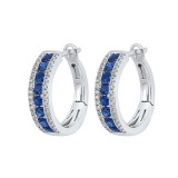 Gems One 14Kt White Gold Diamond (1/6Ctw) & Sapphire (7/8 Ctw) Earring photo