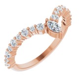 14K Rose 1/2 CTW Diamond V Ring photo