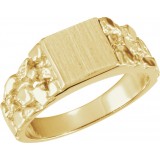 14K Yellow 9 mm Square Nugget Signet Ring photo