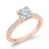 Shah Luxury 14K Rose Gold Cushion Cut Diamond Solitaire Plus Engagement Ring (Semi-Mount) photo 2