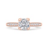 Shah Luxury 14K Rose Gold Cushion Cut Diamond Solitaire Plus Engagement Ring (Semi-Mount) photo