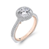 Shah Luxury 14K Two-Tone Gold Round Cut Diamond Double Halo Engagement Ring (Semi-Mount) photo 2
