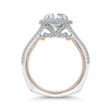 Shah Luxury 14K Two-Tone Gold Round Cut Diamond Double Halo Engagement Ring (Semi-Mount) photo 4