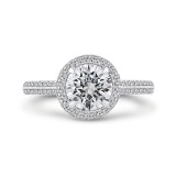 Shah Luxury 14K Two-Tone Gold Round Cut Diamond Double Halo Engagement Ring (Semi-Mount) photo
