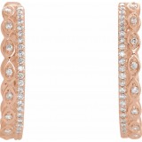 14K Rose 1/4 CTW Diamond Geometric Hoop Earrings photo 2