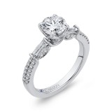 Shah Luxury 14K White Gold Round Diamond Engagement Ring (Semi-Mount) photo 2