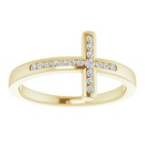 14K Yellow 1/10 CTW Diamond Sideways Cross Ring photo 3