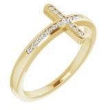 14K Yellow 1/10 CTW Diamond Sideways Cross Ring photo