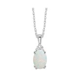 Gems One 10Kt White Gold Diamond (1/50Ctw) & Opal (1/2 Ctw) Pendant photo