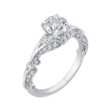 Shah Luxury 14K White Gold Round Diamond Vintage Engagement Ring with Split Shank (Semi-Mount) photo 2