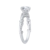Shah Luxury 14K White Gold Round Diamond Vintage Engagement Ring with Split Shank (Semi-Mount) photo 3