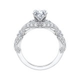 Shah Luxury 14K White Gold Round Diamond Vintage Engagement Ring with Split Shank (Semi-Mount) photo 4