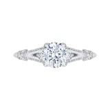 Shah Luxury 14K White Gold Round Diamond Vintage Engagement Ring with Split Shank (Semi-Mount) photo