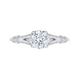 Shah Luxury 14K White Gold Round Diamond Vintage Engagement Ring with Split Shank (Semi-Mount) photo