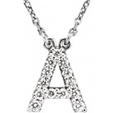 14K White Initial A 1/8 CTW Diamond 16 Necklace photo