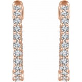 14K Rose 1 CTW Diamond Inside/Outside 20.1 mm Hoop Earrings photo 2