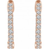 14K Rose 1 CTW Diamond Inside/Outside 20.1 mm Hoop Earrings photo 2