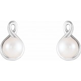 14K White Pearl Earrings photo 2